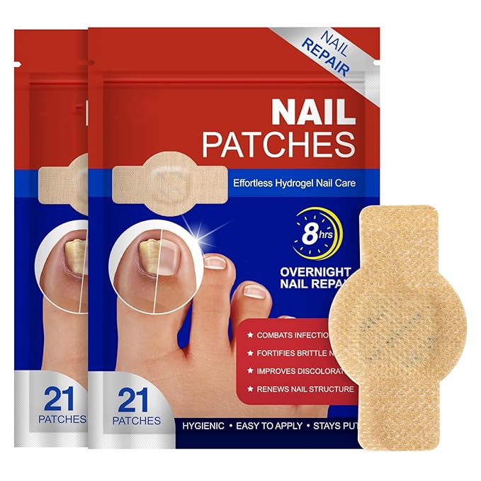 Nail Patches 42PCS, Overnight Toenail Treatment Extra Strength Repair Pads, Multi-Purpose for Thick, Cracked & Discoloured Nails, Long-Lasting 8-Hour Repair, Nail Care and Repair for Damaged Nails