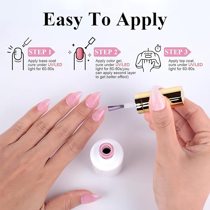 Imtiti Jelly Gel Nail Polish - Nude Pink, 0.5 Fl Oz, Soak Off LED-UV, Starter Kit for DIY Manicure