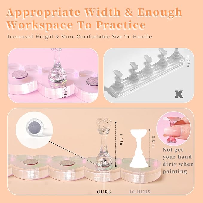 MAYEEN Nail Stand Press On Nails Upgraded Raised Nail Holder For Painting Nails Art Display Stand Practice Aurora Acrylic Fake Nail Holder Tips Home DIY Salon Supplies