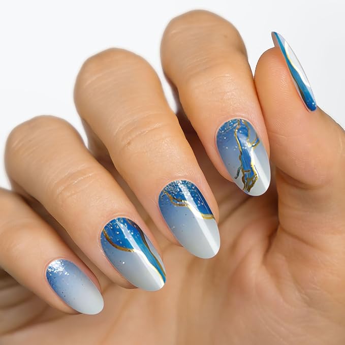 MOYOU LONDON Semi Cured Gel Nail Strips - 20 Pcs. Waterproof Gel Nail Wraps, Cures in Sunlight or UV/LED Lamp, Lasts Up to 2+ Weeks, Stretchable, Easy to Apply & Remove, Vegan & Cruelty-Free