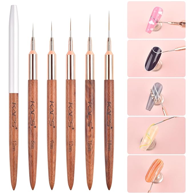 KADS Fine Liner Brush, Nail Art Striping Brushes 6/9/12/15/18mm Thin Line Nail Brush Detail Drawing Brush Gel Nail Polish Brush (18mm)