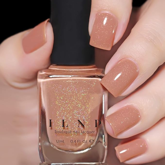 ILNP Portfolio - Soft Camel Neutral Nude Nail Polish, Subtle Holographic, Chip Resistant, 7-Free, Non-Toxic, Vegan, Cruelty Free, 12ml