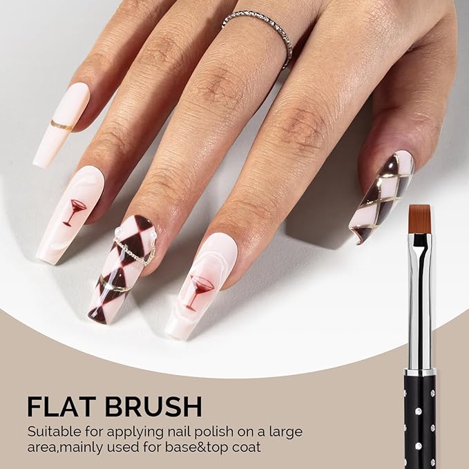 MelodySusie 6pcs Nail Art Brushes Set, Professional Pen Nail Gel Brush, Nail Extension and Builder Brush, Liner Brush 3 Sizes, Fashion Design for Home DIY Salon Use, Black