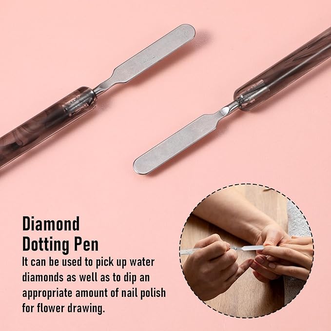 2 Pcs Dual-Ended Professional Gel Acrylic Nail Art Brush French Nail Brush with Stirring Rod Manicure Clean up Brushes Manicure Design Brushes