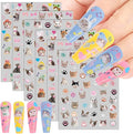 Keluna Cat Nail Art Stickers - 6 Sheets 5D Cute Cat Nail Sticker, Kawaii Animal Nail Decals, Cartoon Paw Print Bow Nail Decal Designs for Women Girls DIY Manicure Decoration Accessories