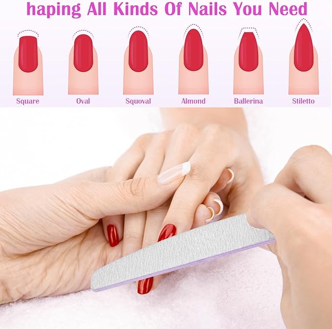 Nail File: 100/180 Gritfor Nails, 10 Pcs Zebra Doubled Sides Coarse Finger Nail Filer for Acrylic and Extension Gel Removal Manicure Kit Salon Home Use Nail Files (Oblong, Count, 10, 100/180 Grit)