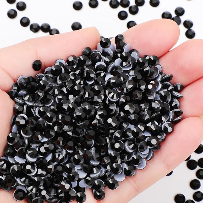 NCB 14400pcs Hotfix Crystal Rhinestones for Clothes Crafts, Hot Fix Bulk Flatback Crystals, Iron on Hotfix for DIY Decoration 100 Gross (Black, ss20/14400pcs)