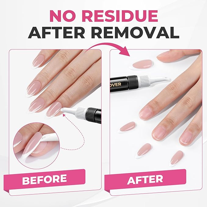 UNA GELLA 15ml Quick Drying Semi Solid Nail Glue Gel with 10ml Remover for Press On Nails Tips No Lamp Needed Strong Nail Gel Glue with 2 in 1 Acrylic Nails Remover Long Lasting Fake Nails Kit