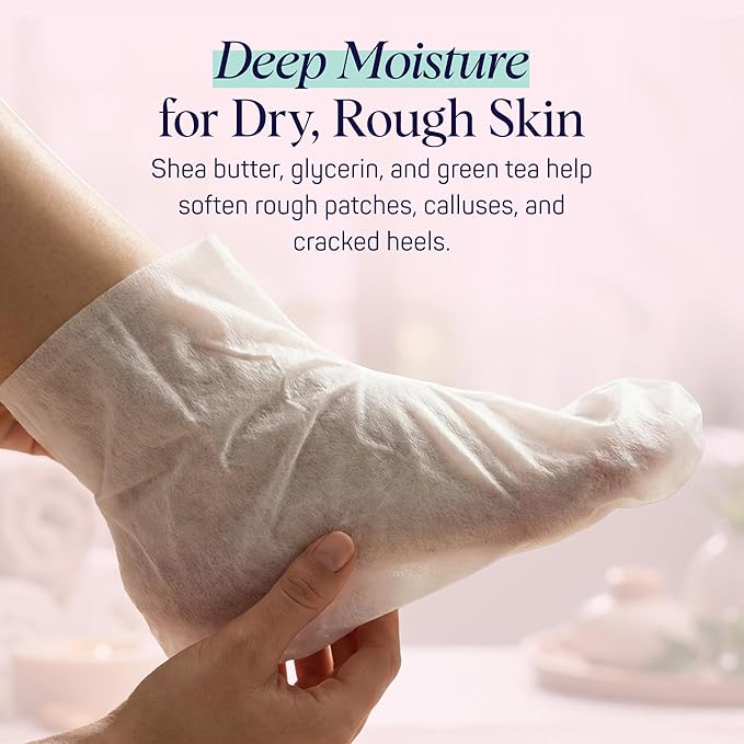 SpaLife Moisturizing Foot Sockies | Foot Mask for Dry Cracked Feet Intensive Repair Treatment | Tea Tree Oil Softening Booties | Callus Remover Alternative | Self Care Gifts for Women | 8 Pack