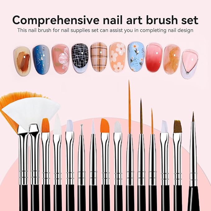 27 PCS Nail Art Brushes Set with Brush Stand Nail Sculpture Pen Dotting Tools For Paint 3D Nails,Nail Design Brush for Acrylic Gel Dip Powder Nail Extensions,French Manicure,for Home Salon