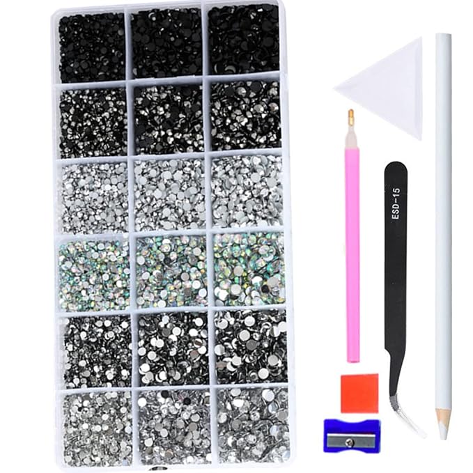 22380pcs Resin Rhinestones Set 3/4/6mm Flatback Stones Glitter Crystal Bulk for Garment Nail Art Decorations Resin Flatback Rhinestones Kit for Nail Crafts Tumbler Round Shape(LL)