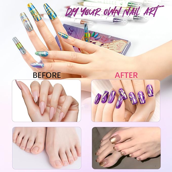 10 Color Nail Art Pens, Double-ended Nail Polish Pens Drawing Painting Point Liner Acrylic Painted Pen Kit, DIY Nails Art Design Manicure Tools Christmas Gifts 2026 Upgrade
