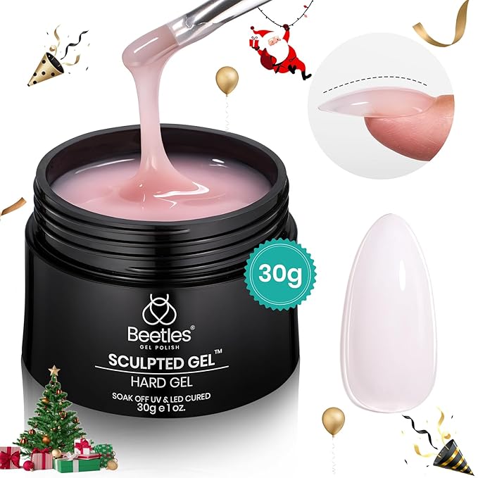 Beetles Builder Gel Nude Pink Sculpted Gel High Hardness for Nail Extension Broken Repair Protection Durable for Home Salon UV LED Lamp Cured Nail DIY Art Manicure 1 oz
