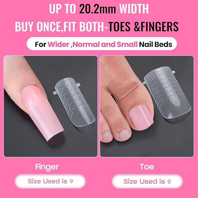 Straight Flat Polygel Nail Forms for Finger and Toes,GlimightyX Pre-etched No File Dual Forms Molds for Large Wider Normal Petite Finger &Toe Nail Beds,16 Sizes 000 to 13