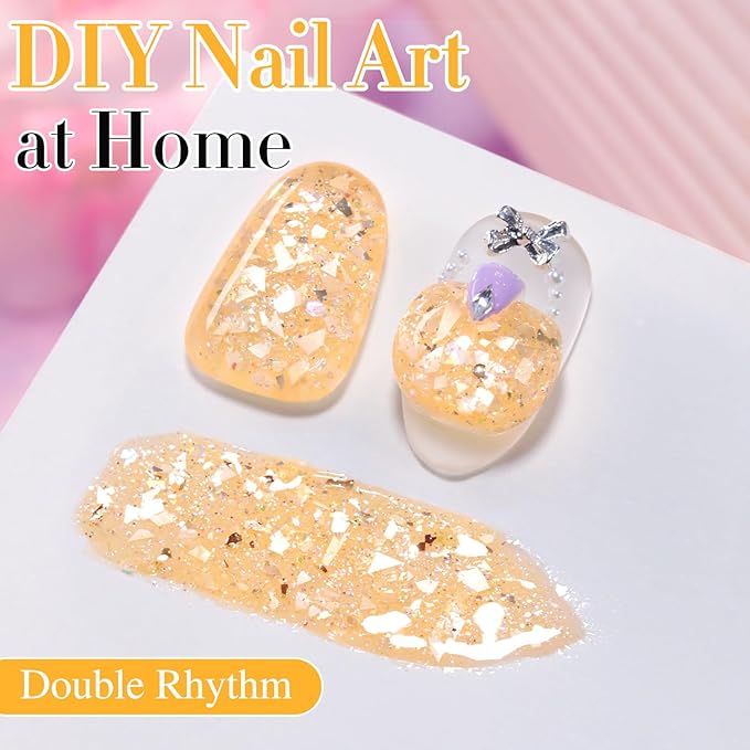 Double Rhythm 0.5Oz Glitter Gel Polish Same Color Same Bollte Shimmer Reflective Color for Nail Art Salon DIY Soak Off 15ml Nail Lamp Gel Polish at Home (Candy Orange-B1200)