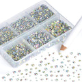 NCB Hotfix Iron on 8000pcs Crystal Rhinestones Round Gem for Crafts Decoration DIY Jewelry Making with a Picking Pen (Crystal AB, 6Sizes SS3-SS12)