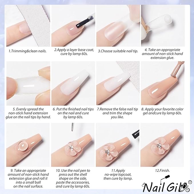 NAILGIL Clear and White Solid Builder Gel For Nails, Non-Sticky Hand 3D Sculpture Gel Nail Art Extension Sock Off UV LED Salon DIY at Home-30g/1oz