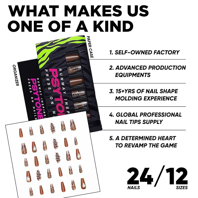 PSYTONE Press on Nails Medium Almond Fake Nails Bling Leopard French Tip Glue on Nails Glossy Gold Glitter Acrylic Nails Press ons Stiletto Artificial Acrylic Stick on Nails for Women Girls 30 Pcs