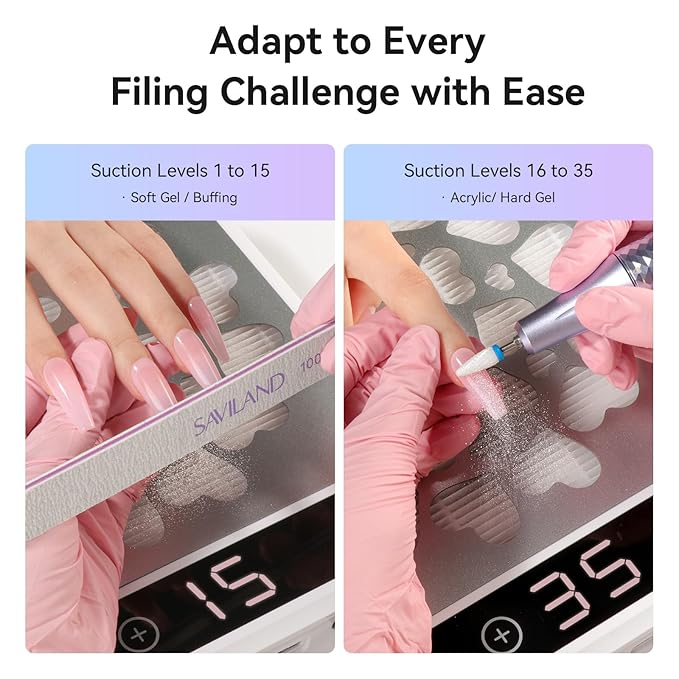 SAVILAND 400Pa Nail Dust Collector: Powerful Suction Nail Fan Dust Collector Touch Screen Display 35 Adjustable Speeds Reusable Filter Nail Collector Tech Must Haves Acrylic Tools & Salon