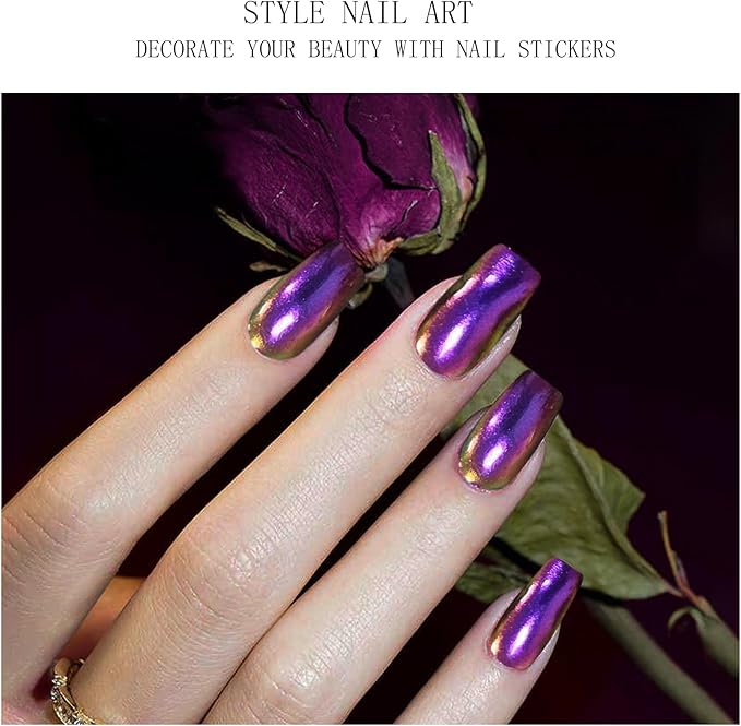 JMEOWIO Gel Nail Stickers Purple Laser Semi Cured Gel Nail Strips Wraps UV/LED Nails Art Design Decoration Accessories