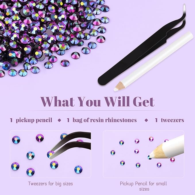 6000PCS 4mm Resin Jelly Rhinestones in Bulk (Purplish Black AB), Bedazzling Flatback Crystals Rhinestones for Crafting DIY Nail Decoration, Gems Diomand Charms for Tumbler Shoes Clothing Fabric