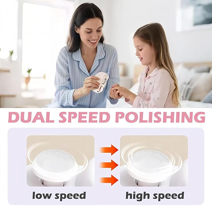 Electric Nail Trimmer Clippers, 3 in1 Automatic Electric Nail Clipper with Polishing for Fingers and Toes with 2 Adjustable Speeds, Electric Toe Nail Cutter for Adults Students Seniors (Pink)