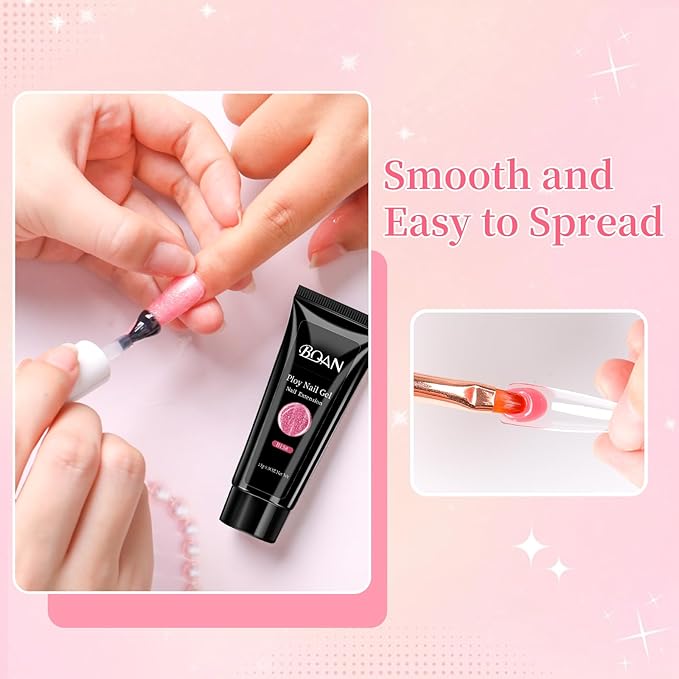 BQAN Poly Nail Gel Kit - 6 Colors Builder Gel for Long-Lasting Nail Extensions | 15ml Each | Salon-Quality DIY & Home Use | Low Odor