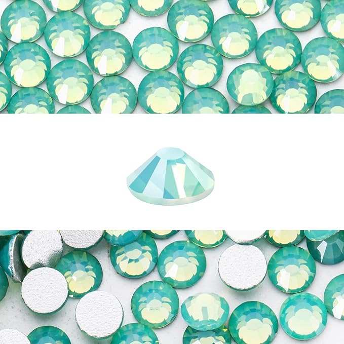 Novani 3000 Pieces Flatback Rhinestones Glass Round Gems Green Opal Crystals for Nail Art DIY Crafts Clothes Shoes,SS10,2.7-2.9mm
