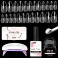 Makartt Nail Tips and Glue Kit: Almond Medium Tips 500PCS with 3D Gel Solid Builder Gel for Extension, Full Cover Pre-Buffed Nails, Non-Sticky Carving Glue, Complete DIY Manicure Nail Art
