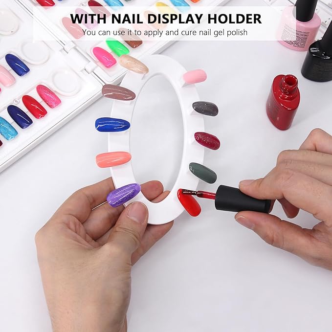 Nail Display Book Plastic Nail Color Book, C10 Nail Polish Display Color Chart with Clear Nail Tips and Nail Polish Number Labels
