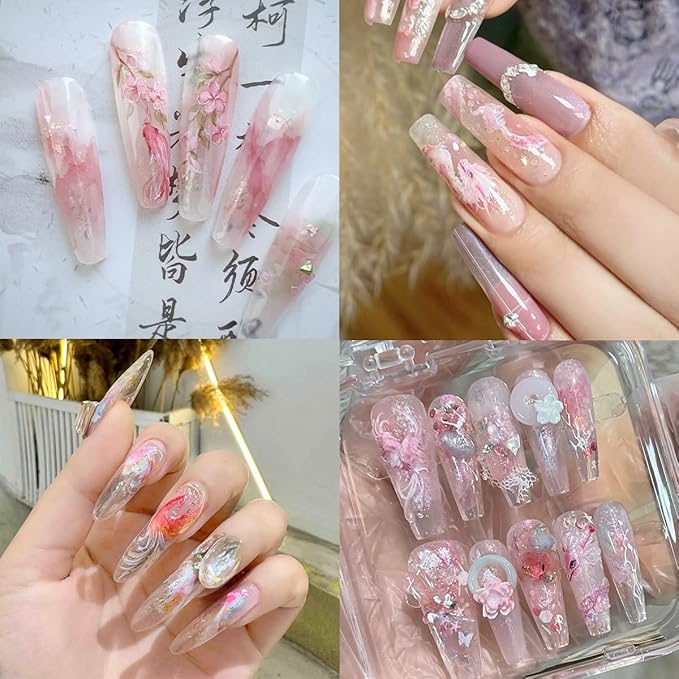 3Pcs Cute Nail Art Stickers Decals 5D Embossed Lucky Koi Fish Nail Stickers Chinese Style Design Loong Phoenix Nails Decals Pink Dragon Manicure Supplies Elegant Spring Nails Art Decorations for Women