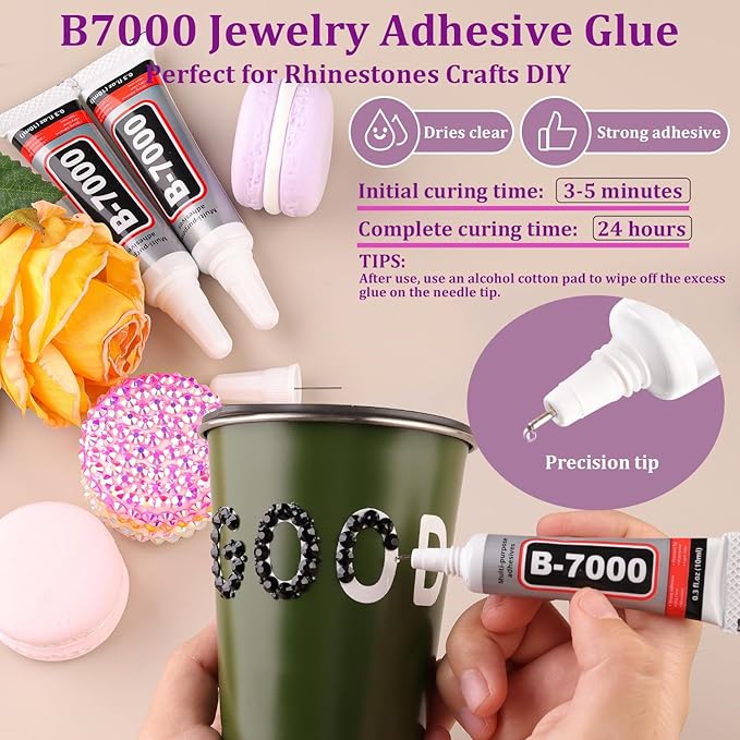 25000Pcs Resin Rhinestones for Crafting, Black 2-6mm Mixed Sizes Non Hotfix Flatback Gems with 1Pcs Glue, Bedazzling Crystal for DIY Craft Clothing Mugs Tumblers Shoes Fabric Decor Nail Art