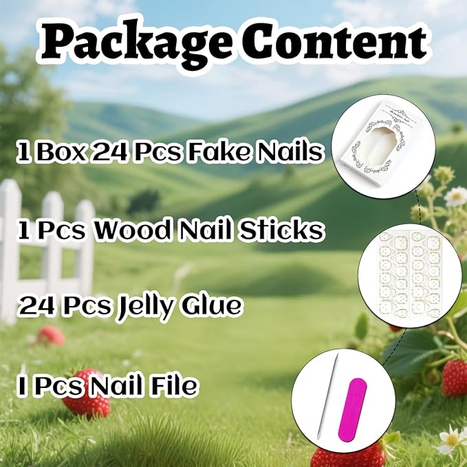 St. Patrick's Day Press on Nails Short French Tip Fake Nails Lucky Shamrock False Nails Green Four Leaf Clover Glue on Nails Irish Square Acrylic Nails St. Patrick's Day Artificial Nails Set 24Pcs
