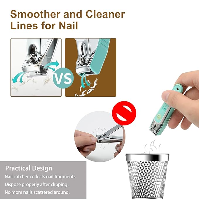 PAFASON Ultra Sharp Nail Clipper Set, 3 Pack Fingernail and Toenail Trimmer Cutter, Stainless Steel, Curved Blade, Sturdy, Nail Catcher, Nail Files for Men and Women