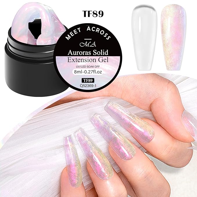 MEET ACROSS All-in-One Extension Mini Kit 2×7ml Non-Sticky Builder Gel Starter Kit WIth Base & Top Coat/Dual-Silicone Pen/Pro File/20-Pc Reusable Dual Forms Salon-Grade Extensions (Clear+Ultra Pink)