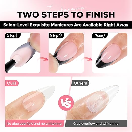 5pcs Super Strong Nail Glue for Press On Nails, Fast-Drying No Lamp Needed, Semi Solid Soft Glue Gel for Acrylic Fake Nails Tips, Mess-Free Precision Mini Tubes 2ml*5, Long Lasting
