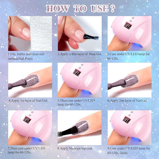 MTSSII 12 Pcs Reflective Glitter Gel Polish, Flash Dimond Pink Brown Nail Polish Winter Colors Sparkly Shiny Nail Art UV LED Curing Need Nail Gel for Manicure DIY and Salon
