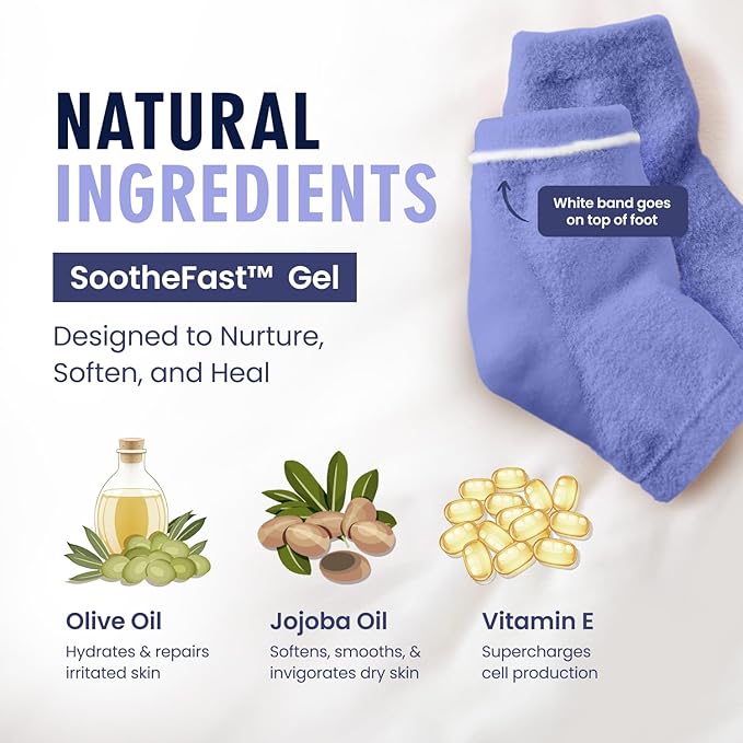 Dr. Frederick's Original Moisturizing Fuzzy Heel Socks for Dry Cracked Heels Treatment - Infused with Olive Oil, Jojoba Oil and Vitamin E - 2 Pairs - Stocking Stuffers for Adults - Lavender Luxury