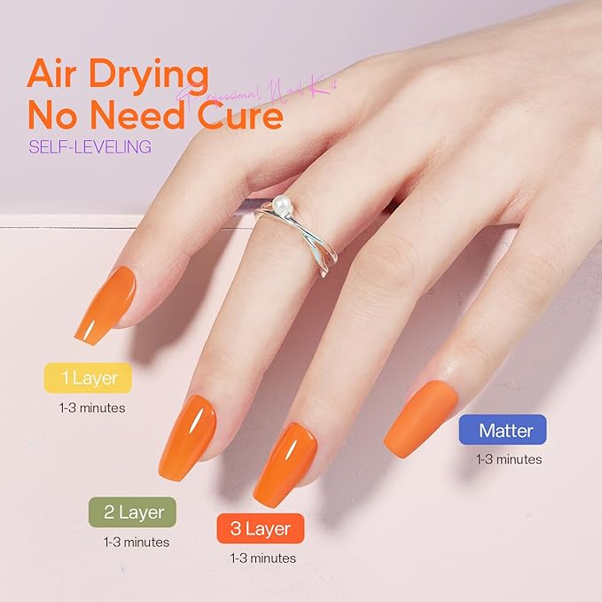 Morovan Nail Polish Set Fingernail: 2026 Spring Summer Gift 36PC Glitter Bright Air Quick Dry Nail Polish Kit with 2-in-1 Base Top Coat Regular Pack Finger Nail Art DIY Home for Women Girls 0.18 FI oz