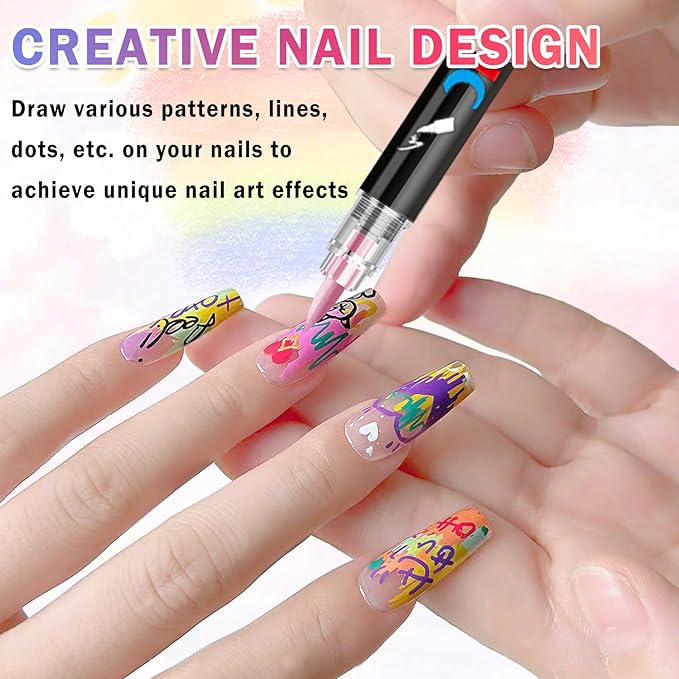Nail Art Pens Set, Dual-head Dual-color Nail Polish Pens Nail Art Drawing Markers Pen Quick Dry Waterproof Nail Art Painting Pens Kit for Home DIY Nail Art Design(12PCS/24 Colors)