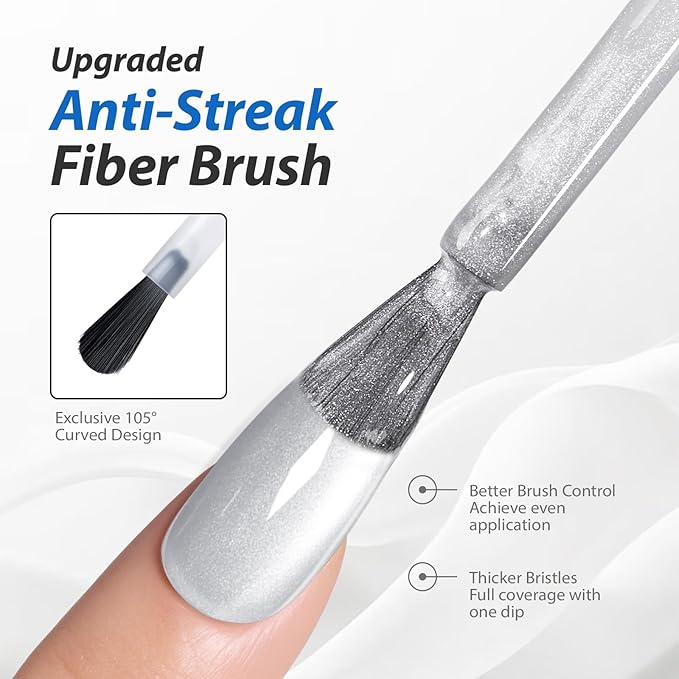 Makartt Glass Cat Eye Gel Nail Polish 15ml One N'Done Glitter Glassy Silver Gel Polish Cat Eyes Soak Off High-Gloss Glass Like Shine, Salon-Grade UV Nail Art Manicure DIY Salon Home - Studio Light
