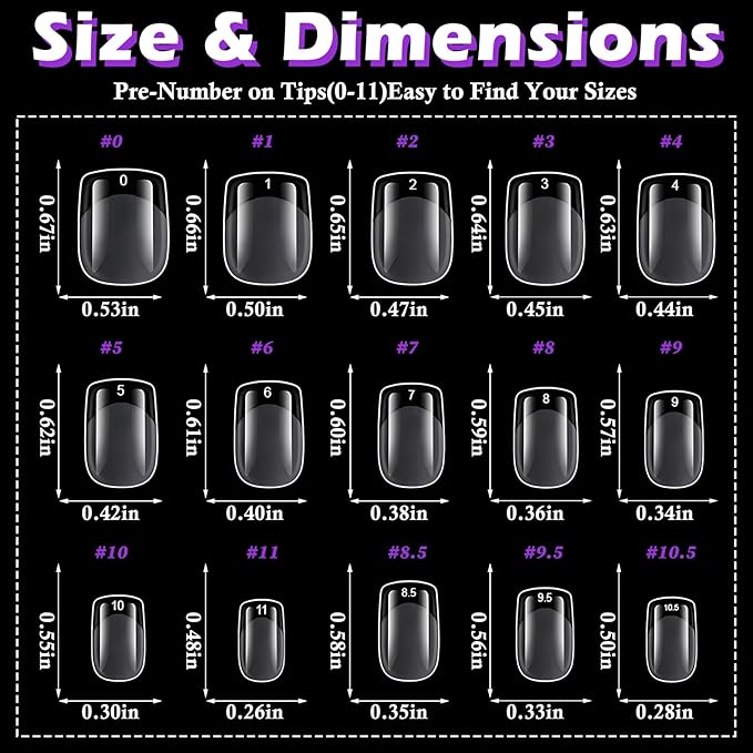 LoveOurHome 360pc Extra Short Square Nail Tips Clear Fake Nails XS Square Gel Nail Tips Full Cover Acrylic Nails Clear Press on Nails Short False Nail 15 Sizes Fingernails for Gel Nail Extension