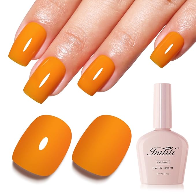 Imtiti 10ml Dark Orange Gel Nail Polish, Pumkin Orange UV Gel Polish for Nail Art Soak off UV Led Salon DIY at Home Gift for Women 1PCS