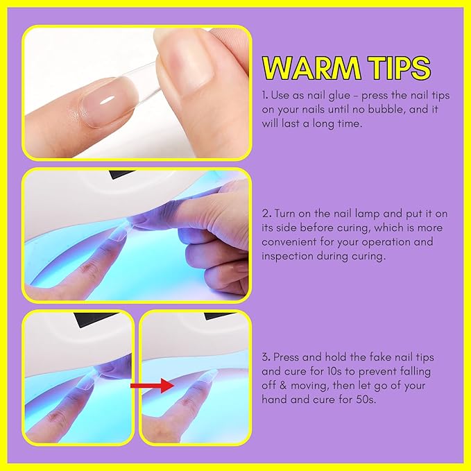 Makartt Gel Nail Glue: 3 in 1 Nail Glue Acrylic Nails Extension Super Strong Adhesive Bond Long Lasting Brush on Glues for Tips, Base Coat & Slip Solution, & Stick Rhinestone, Curing Needed, 2pcs 15ml