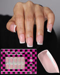 Press on Nails,French tip Short Square, 19 Sizes, 38 Pieces,Fake Nails with Brush-on Glue & Adhesive Tabs (Soft Nude Pink French)