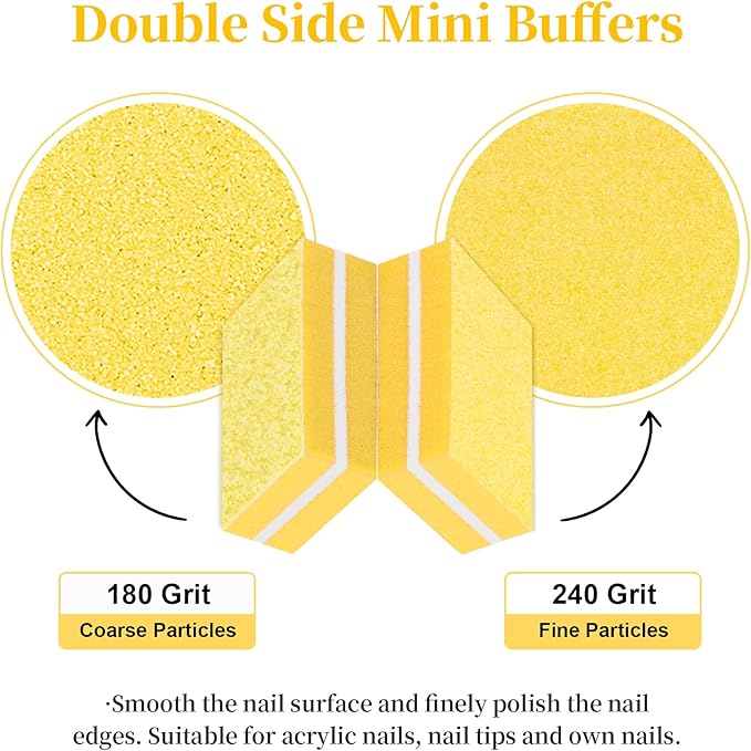 100 Mini Nail Buffers Block - 180/240 Grit Mini Buffing Block Fingernail Files Bulk Dual Grit Nail Files for Acrylic Gel Natural Nails Shaping Smoothing Manicure Pedicure Portable Nail Care Kit