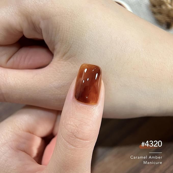 GAOY Jelly Tortoise Gel Nail Polish Set, 6 Transparent Colors Sheer Brown Dark Red Black, UV Light Cure Gel Polish for Nail Art DIY at Home