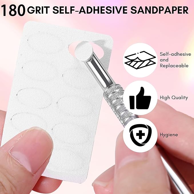 180 Grit Sandpaper Sheets Dual Ended Nail Cuticle Pusher Cuticle Cutter Self-Adhesive Sandpaper for Keratinizer Slant Heads Nail Art Pre Polishing Sandpaper Nail and Foot Salon Home Sandpaper