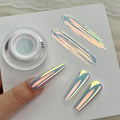 Yokefellow GleamTap Cushion Aurora Chrome Nail Powder -Mermaid Aurora Effect,Nail Art Glitter Decoration for Home DIY Salon Manicure (GT112 Golden Hour/Purple Blue with Light Orange Sheen)