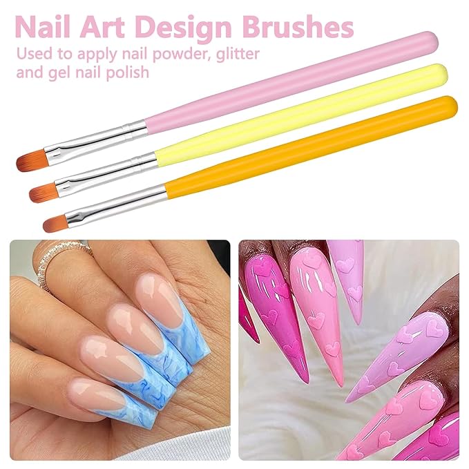 SILPECWEE 7pcs Acrylic Nail Brush Nail Clean Up Brush Polish Remover Brush Nail Design Brushes Extension Gel Brush Nail Polish Brush Nail Painting Kit Manicure Brush Nail Art Tools